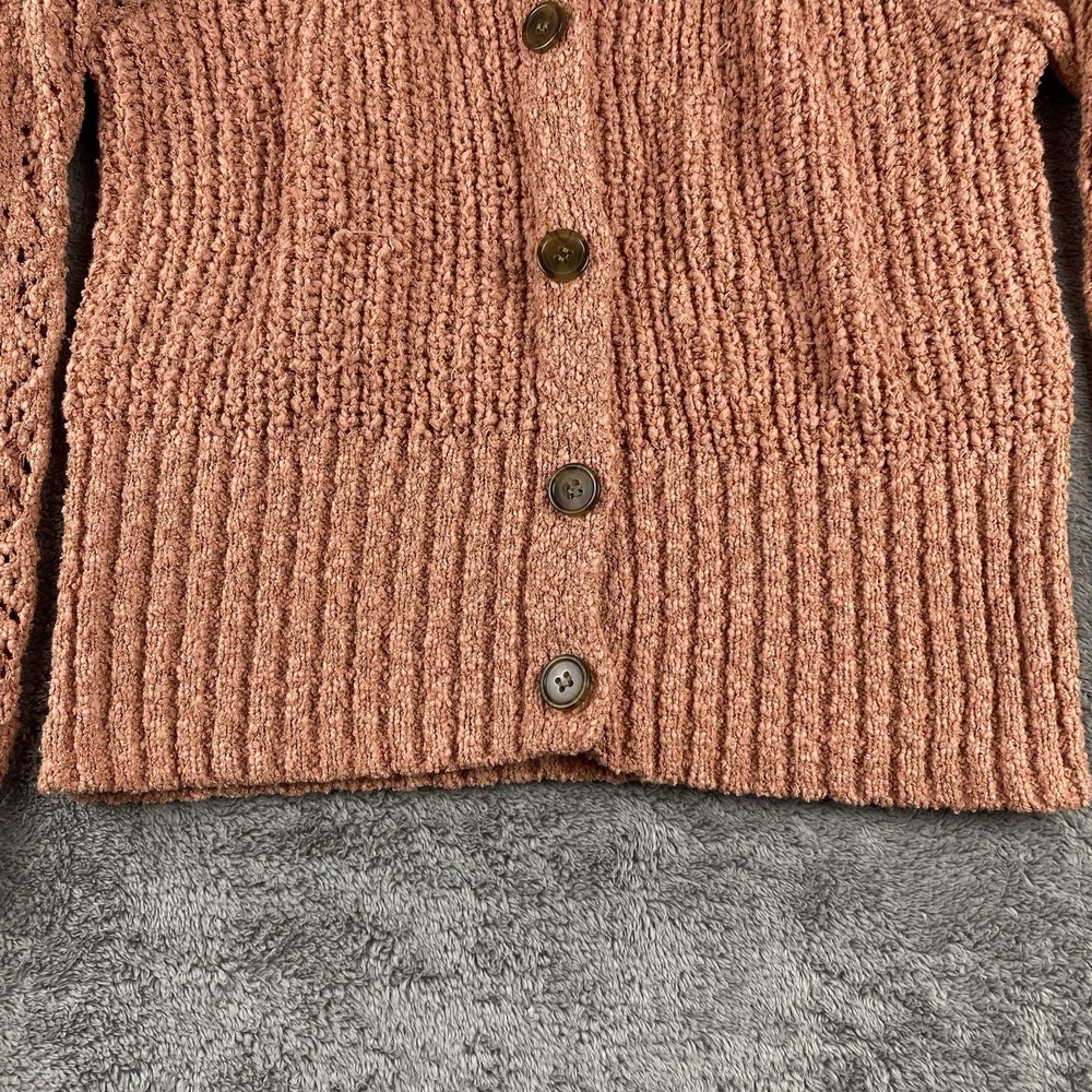 Lauren Conrad Sweater Womens XS Orange Long Sleeve Button Up - Picture 2 of 13